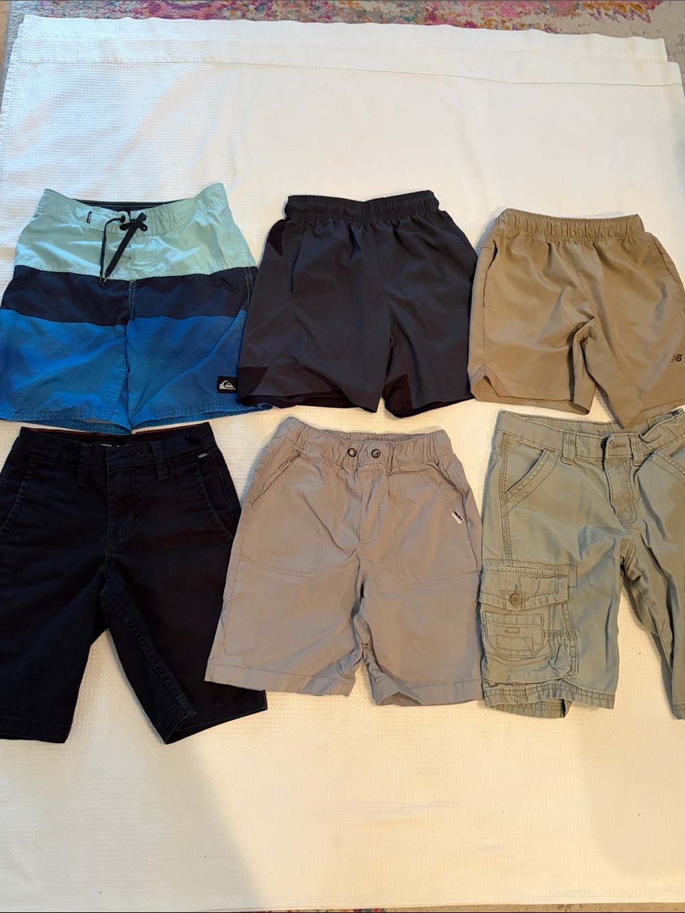 LOT of 6 Kids Blue Stripe Swim Trunk and Assorted Shorts - Multi-Color Set